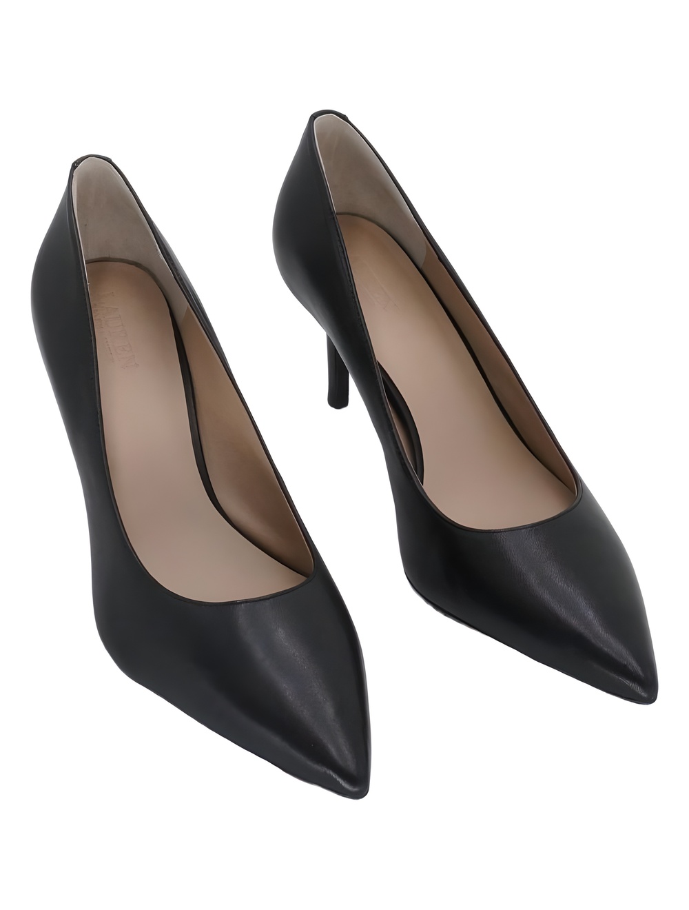 Lauren Ralph Lauren Lanette Black Leather Pointed Toe 2.75" Heel Pumps Size 8.5M